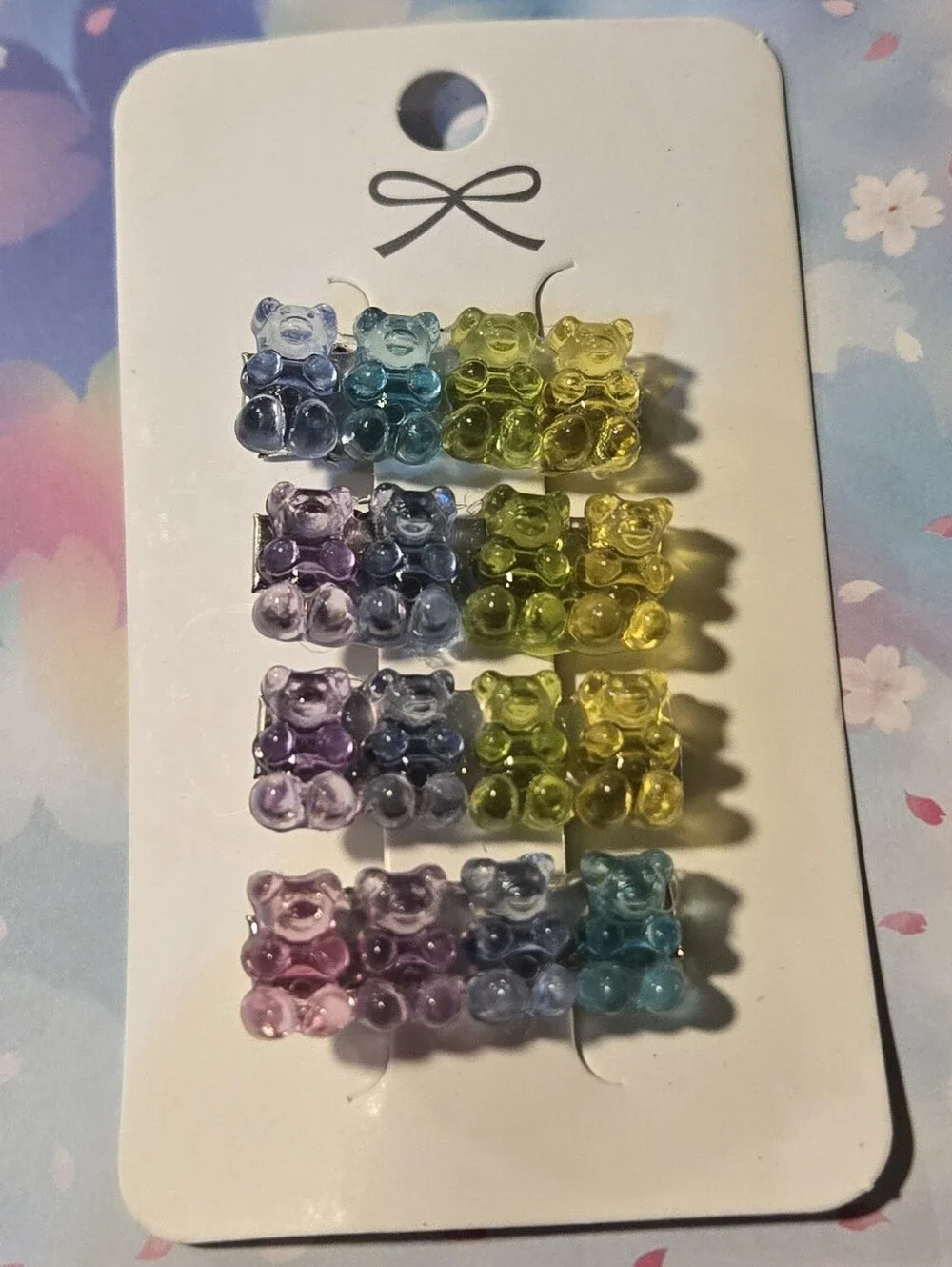 Handcrafted Pastel Rainbow Gummy Bear Hair Clips Set of 4